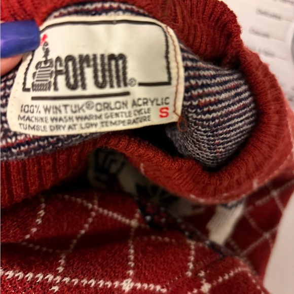 VTG Reindeer Snowflakes Christmas Holiday Ugly Sweater Manskin 70s Knit Sweater - Picture 6 of 6